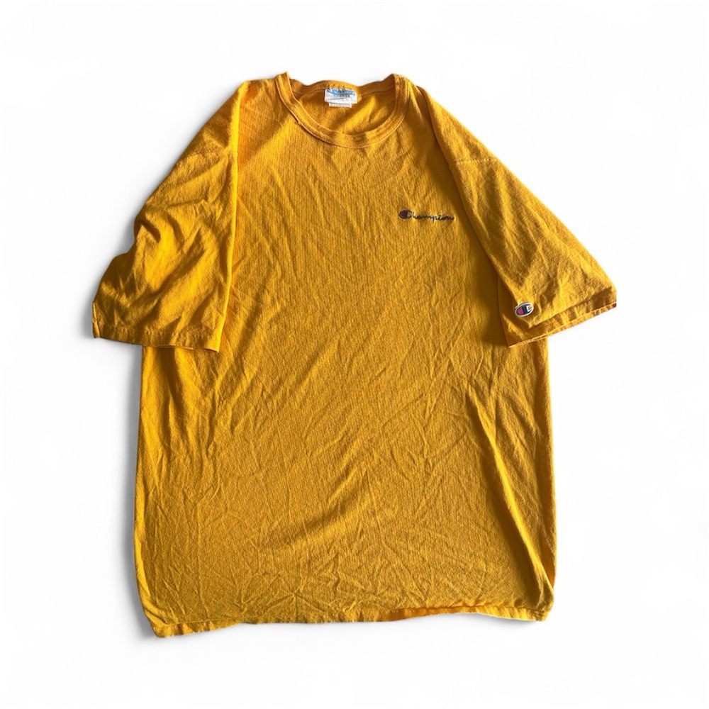 Vintage embroidered Champion Men's Tee in Sunny Yellow
